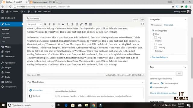 How to create Page, Post, categories, menu on WordPress . смотреть онлайн