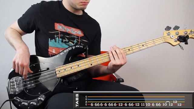 Gorillaz - Rhinestone Eyes | Bass Cover with Play Along Tabs смотреть онлайн