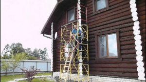 Обработка покраска торцов бревен сруба. Состав краски на основе извести. Часть II