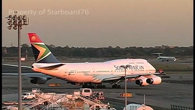 South African Airways 747-444 ZS-SAK takeoff New York Kennedy Intl Airport смотреть онлайн