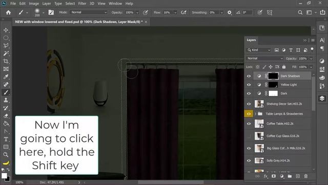 2 - Photoshop Tutorial Day to Night Adding Lights in Lamps & Changing Color of Curtains смотреть онлайн