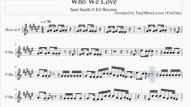 Horn Sheet Music: How to play Who We Love by Sam Smith ft Ed Sheeran смотреть онлайн