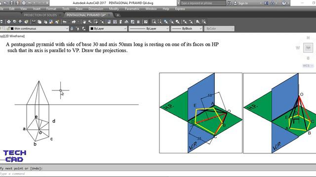 HOW TO DRAW THE PROJECTION OF PENTAGONAL PYRAMID INCLINED TO HP смотреть онлайн