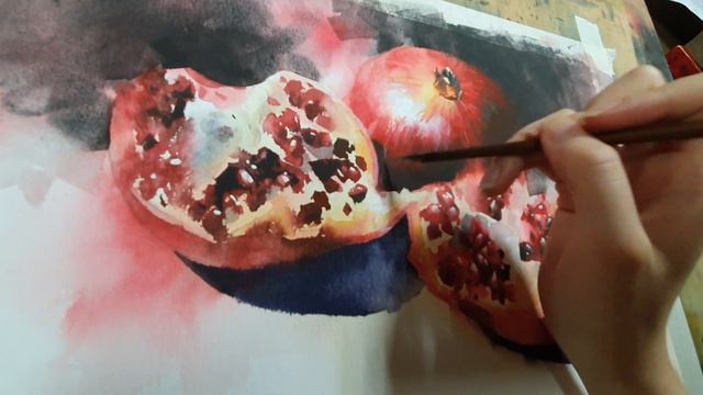 2021-09-25「石榴」(Pomegranate) ＃Watercolor смотреть онлайн