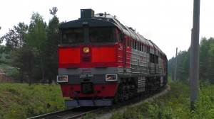 Гибрид 2ТЭ116-1649/1647 с небольшим грузовым поездом