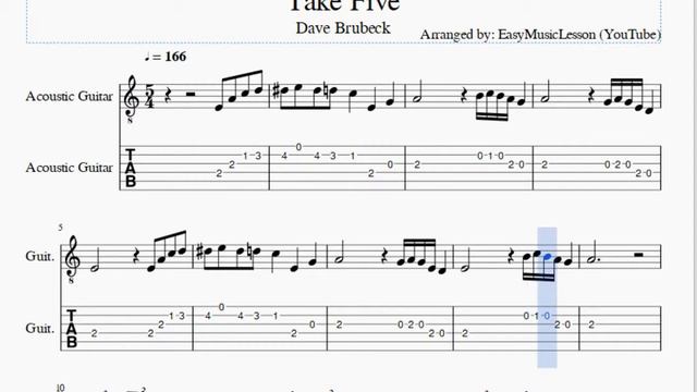 Guitar Tab: How to play Take Five by Dave Brubeck смотреть онлайн