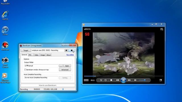 Bandicam: Windows Media Player recording sample video, full/registered version смотреть онлайн