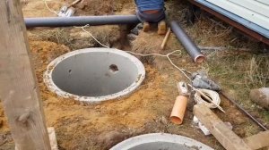 Переливной накопительный септик из жби колец