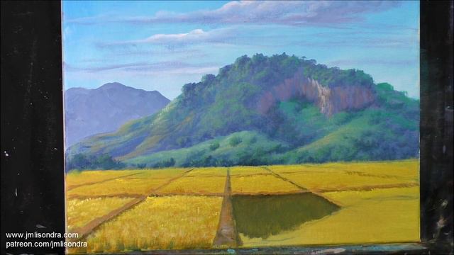 Acrylic Landscape Painting In Time-lapse / Golden Rice Fields / JMLisondra