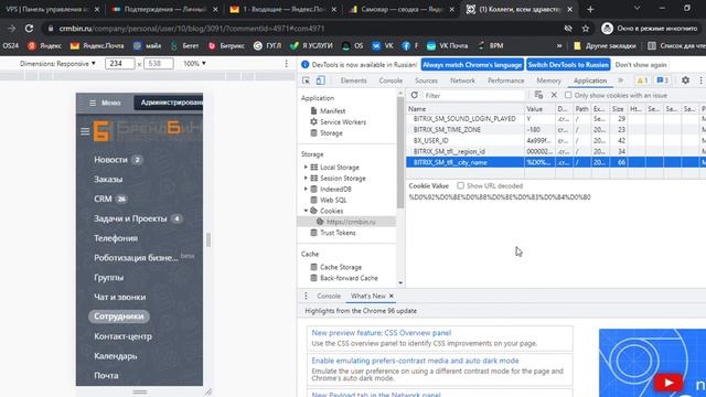 Как очистить куки в браузере для исправления ошибки "Сервер недоступен" в портале Битрикс24(Коробка смотреть онлайн