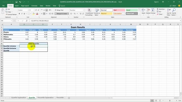 Excel Statistics - Calculating the Quartiles смотреть онлайн