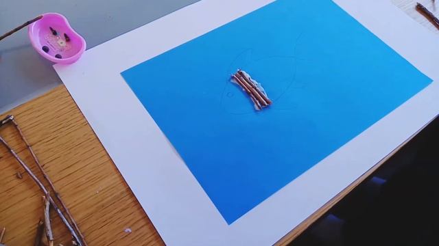 Аппликация из деревянных палочек "Рыбка" смотреть онлайн