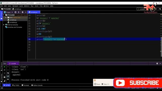 #7 Variables in Python | Syntax with Examples | PyCharm |Hindi смотреть онлайн
