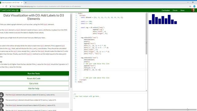 Data Visualization with D3 Add Labels to D3 Elements Learn freeCodeCamp17/29 смотреть онлайн