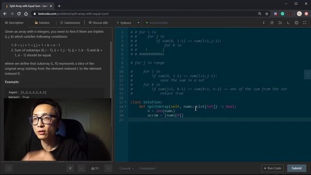 Leetcode 548 Split Array with Equal Sum смотреть онлайн