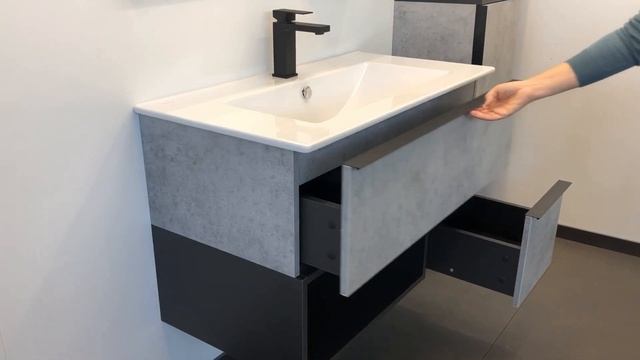 Тумба с раковиной Comforty Франкфурт 90 00-00007341 подвесная Бетон светлый смотреть онлайн