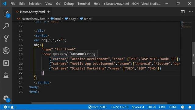 12- Java Script Object Notation - Looping Nested JSON Array | How to Access Nested Array using Loop смотреть онлайн