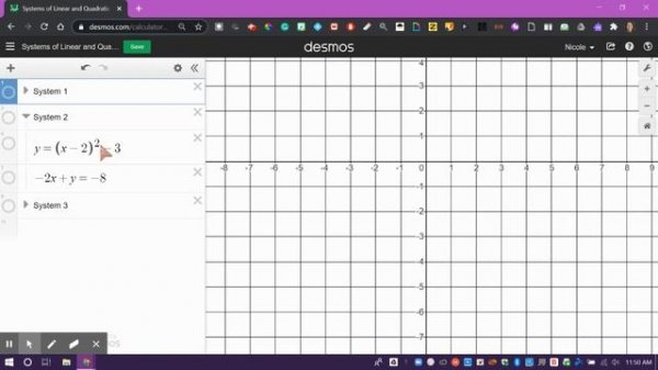 Systems of Linear and Quadratic Equations on Desmos