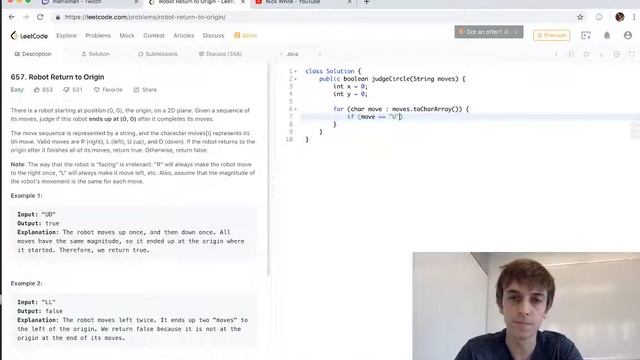 LeetCode Robot Return To Origin Solution Explained - Java смотреть онлайн