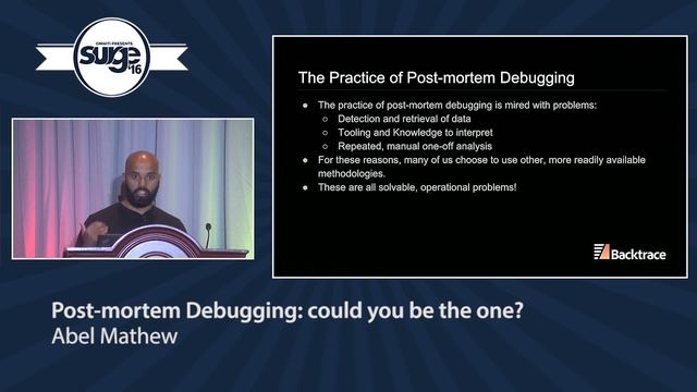 Surge 2016 - Abel Mathew - Post-mortem Debugging: could you be the one? смотреть онлайн