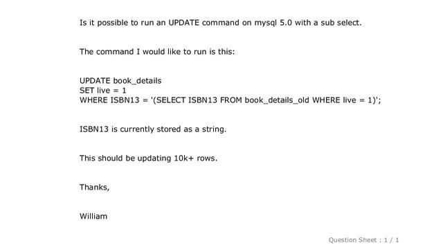 MySQL : Update mysql table with data from another table смотреть онлайн