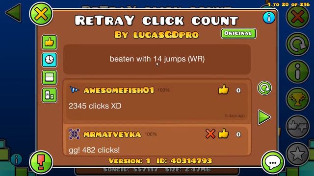 500 КЛИКОВ В RETRAY! retray click count by lucasGDpro [geometry dash 2.11] смотреть онлайн