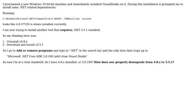 Downgrading from 4.8 version of .NET framework to 3.5.1 смотреть онлайн