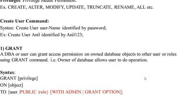 DBMS DCL Commands смотреть онлайн