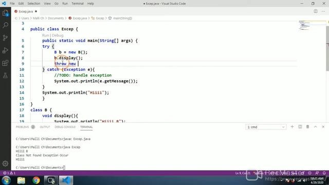 Exception Handling in Java(In Telugu) with an example program. смотреть онлайн