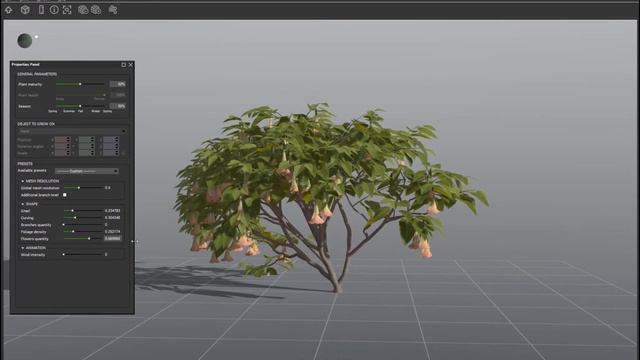 PlantCatalog: 3D Magnificent angel's trumpet - Brugmansia x insignis - procedural 3D vegetation смотреть онлайн