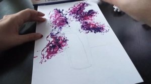 Рисуем сирень мятой бумагой.