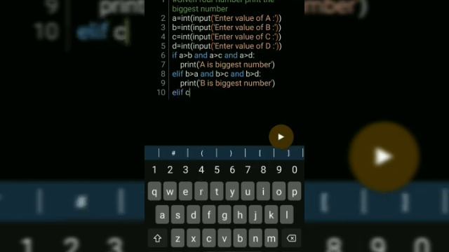 Input four number find biggest number usingpython #viral #python #pythonprogramming #pythontutorial смотреть онлайн