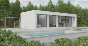 Вайтбокс из 40 футовых контейнеров. Современный загородный дом флэтхаус (квартира-дом) плоская крыша