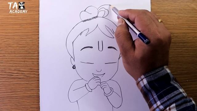 Laughing Baby Baal krishna pencil drawing/lord Krishna@TaposhiartsAcademy смотреть онлайн