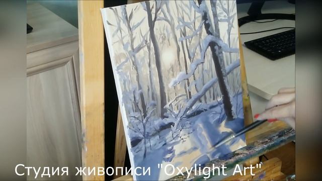 Пошаговый мастер класс смотреть онлайн Как написать зиму, снег, солнечный день маслом . Oxylight Ar смотреть онлайн