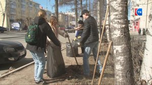 Школьники на субботнике