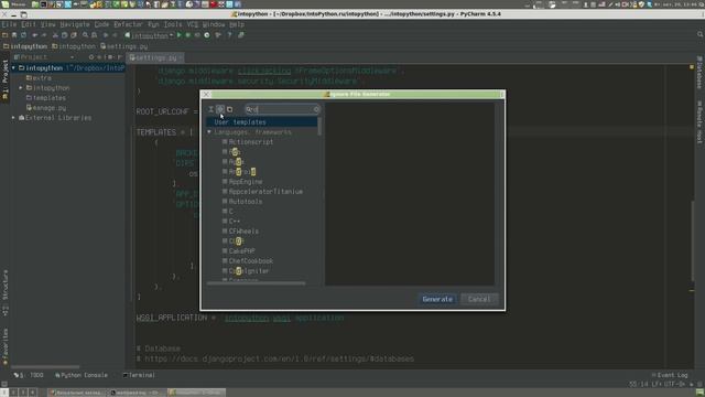 Создание нового django проекта и настройка на него PyCharm смотреть онлайн