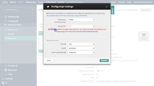 OVH - Jak zmienić wersję PHP