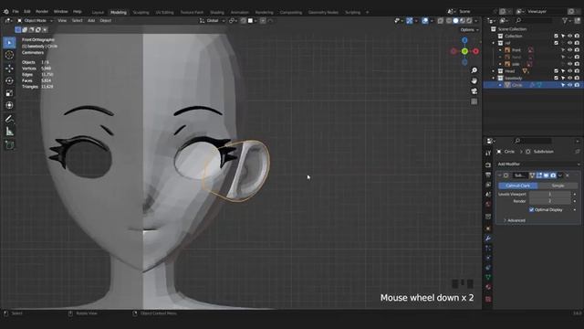 anime girl base mesh modeling in blender 3.6 : part 5 ear modeling смотреть онлайн