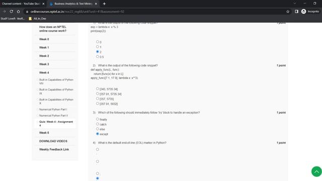 Week 4 | Assignment 4 | Business Analytics & Text Mining Modeling Using Python | | NPTEL Solution | смотреть онлайн