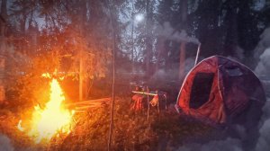 ЖИВУ В ПАЛАТКЕ уп 2 мини НА ОСТРОВЕ. ТАЁЖНЫЙ БЫТ ОХОТНИКА. ТАЁЖНЫЙ КОСТЁР ГРЕЕТ. НОЧЁВКА В ЛЕСУ