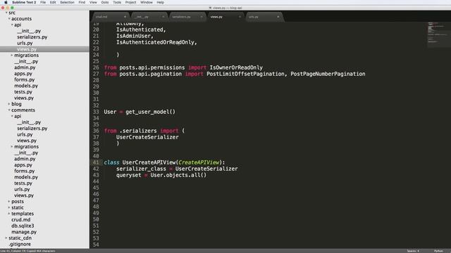 Blog API with Django Rest Framework 25 of 33 - User API Setup смотреть онлайн