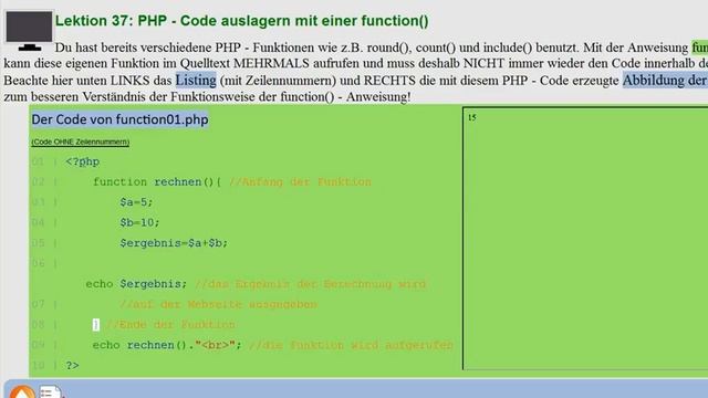 Lektion 37: PHP - Code auslagern mit einer function() смотреть онлайн