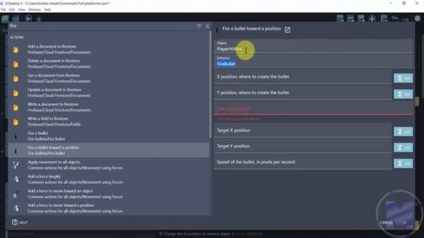 How to use Extensions in GDevelop 5  - FireBullet