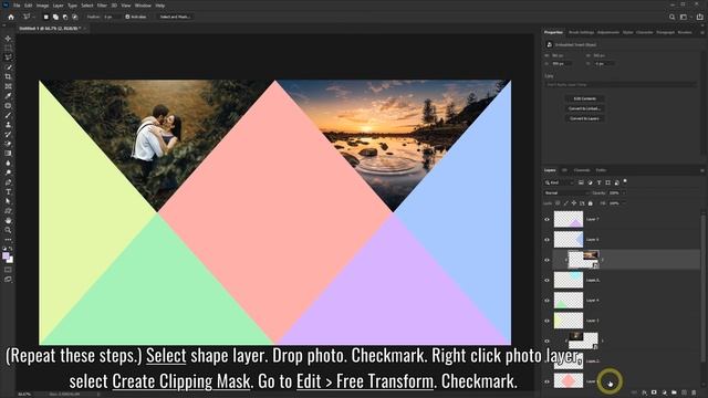 Diamond Triangle Photo Collage Template In Photoshop