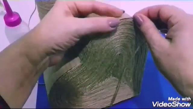 Шкатулка в форме сердца, из картона и джутовой нити. смотреть онлайн