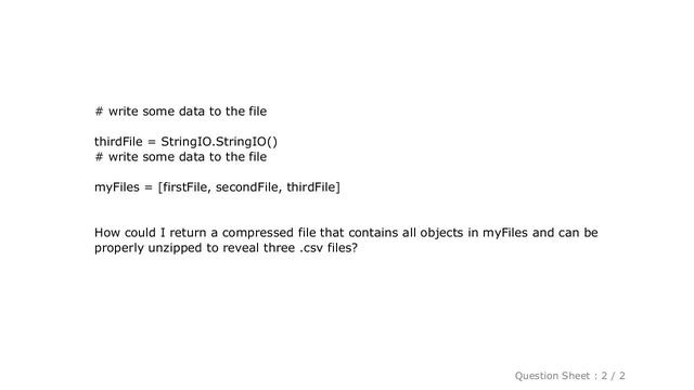 Django : Sending multiple .CSV files to .ZIP without storing to disk in Python смотреть онлайн