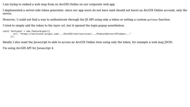 GIS: Authenticating using only token in ArcGIS API for JavaScript? смотреть онлайн