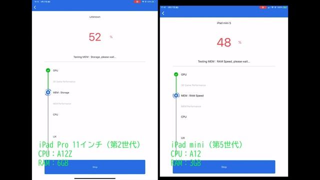 iPad Pro 11インチ（第2世代）vs iPad mini（第5世代）ベンチマーク比較（AnTuTu Benchmark v8.0.8） смотреть онлайн