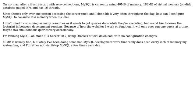 Reduce MySQL memory usage on a development box смотреть онлайн